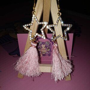 kawaii pink stars earrings